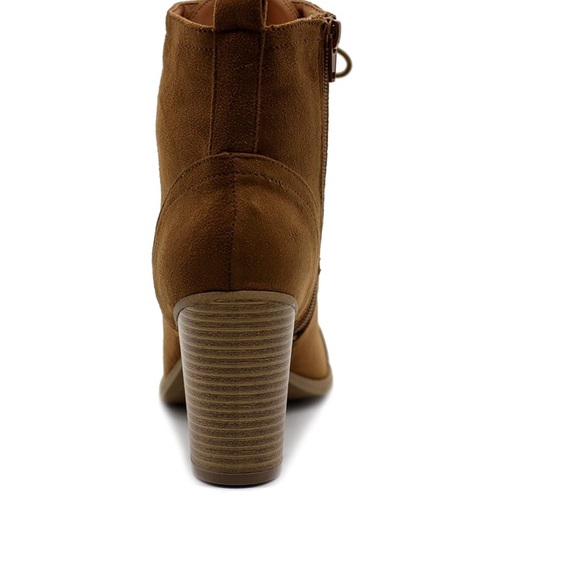 Tan Ollio Lace Up vegan Suede Boots - Picture 2 of 4